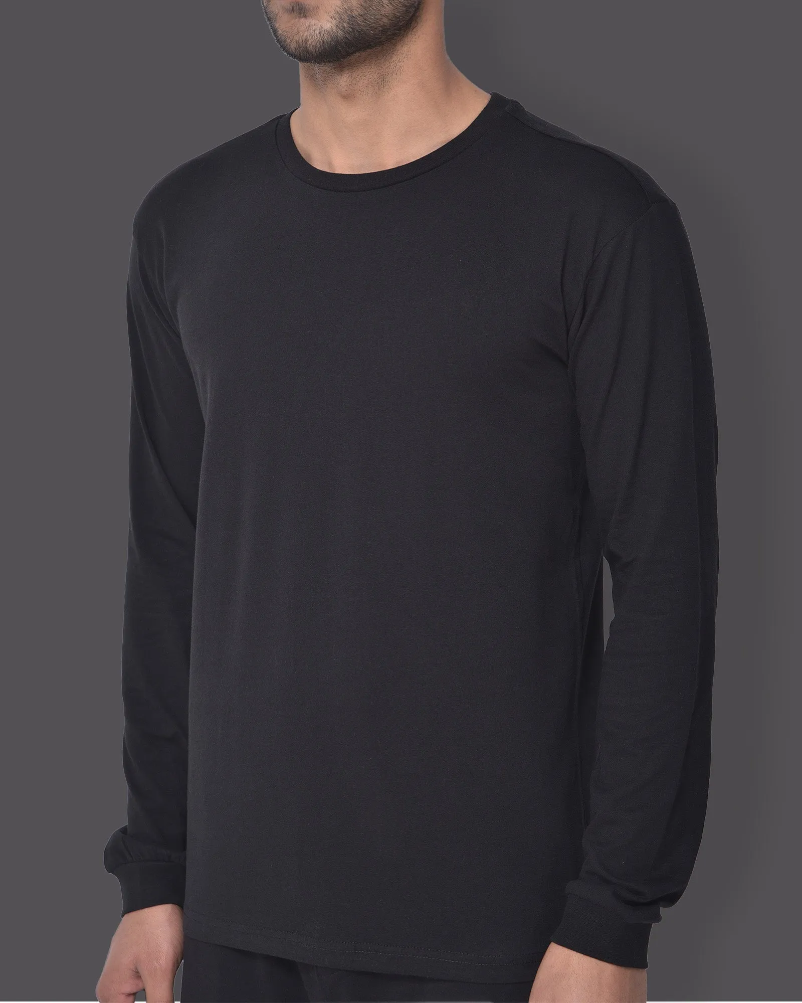 Full Sleeves Crew Neck: Forever Black