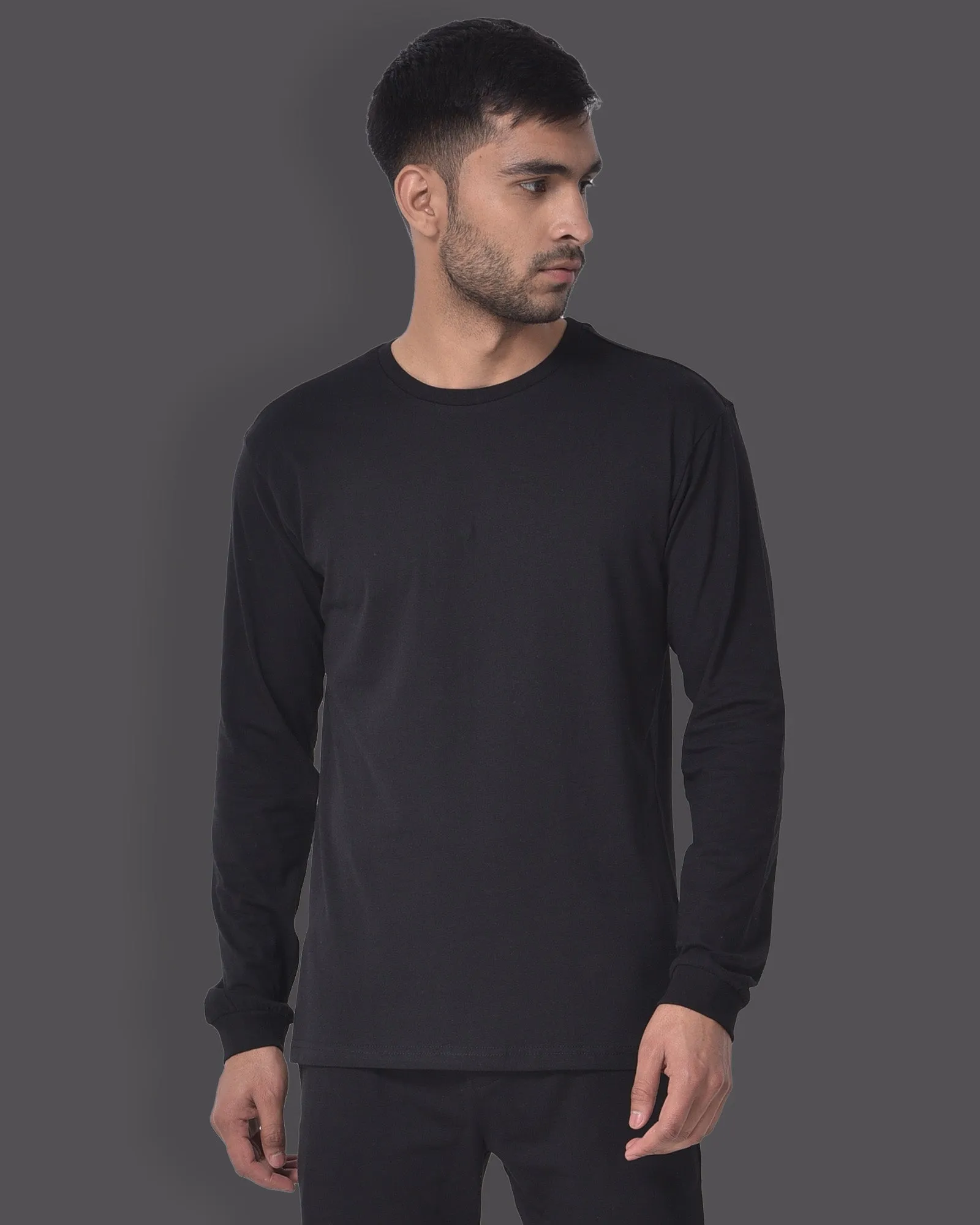 Full Sleeves Crew Neck: Forever Black