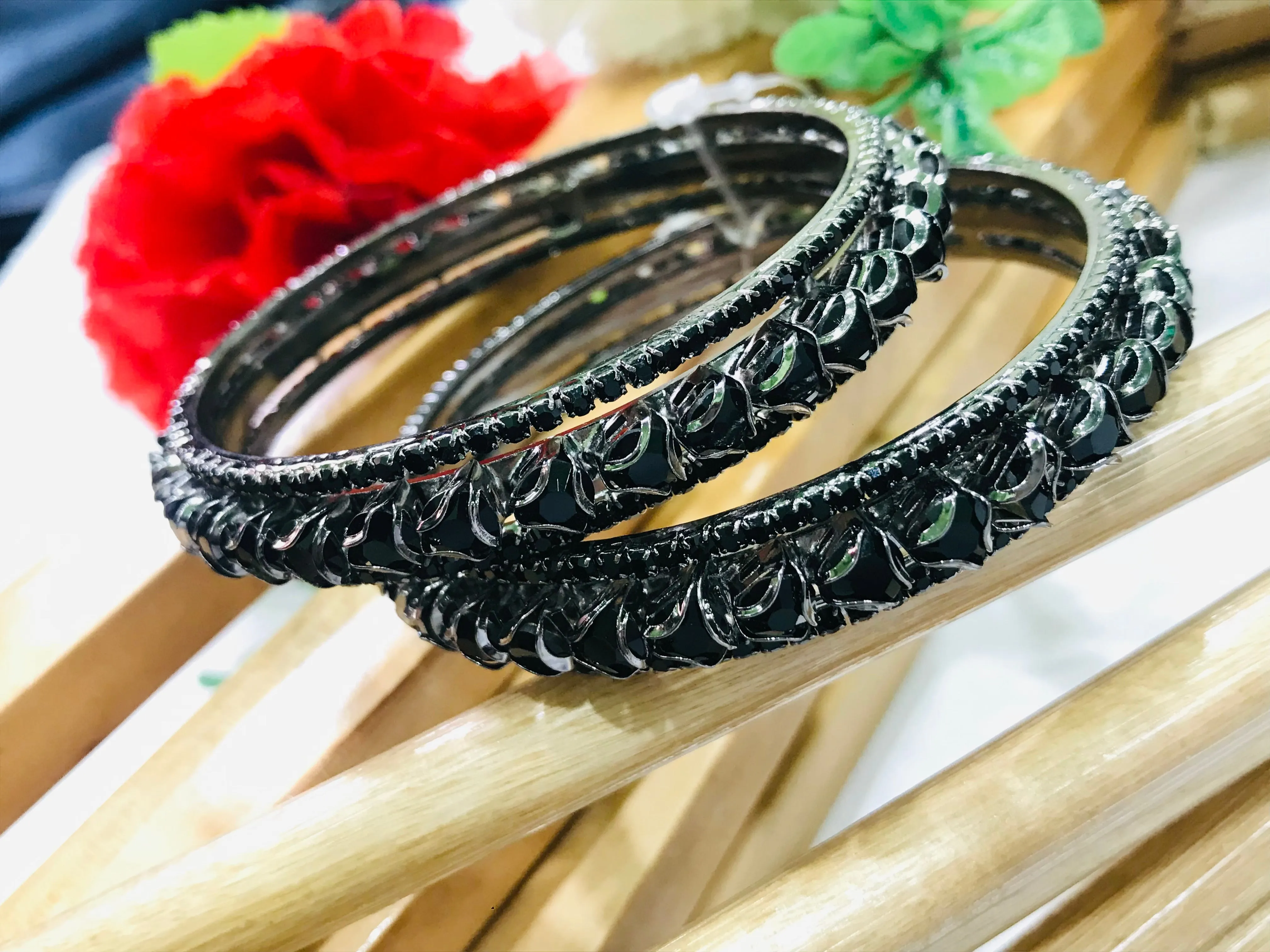 Gorgeous AD Bangle Set - Black