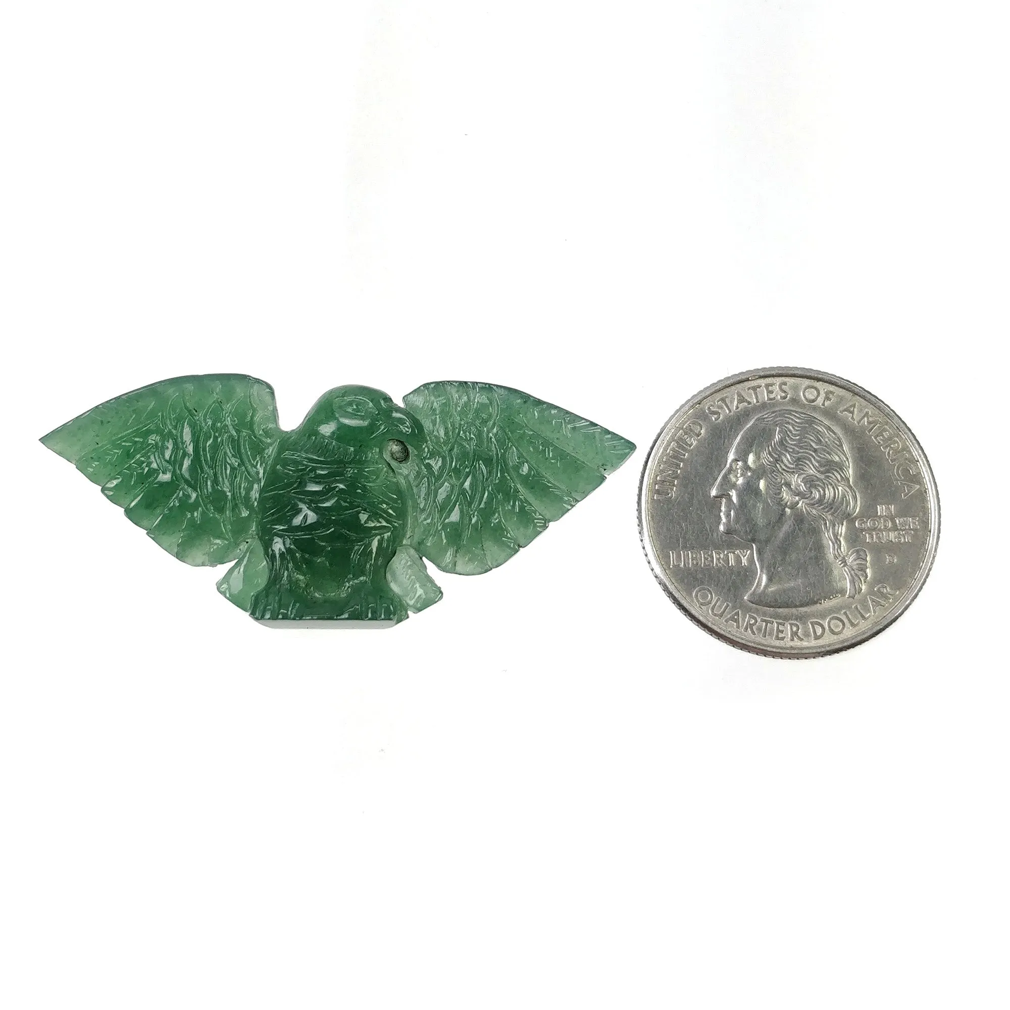 Green QUARTZITE Gemstone Carving : 28.70cts Natural Untreated Unheated Quartzite Hand Carved  50*20mm EAGLE