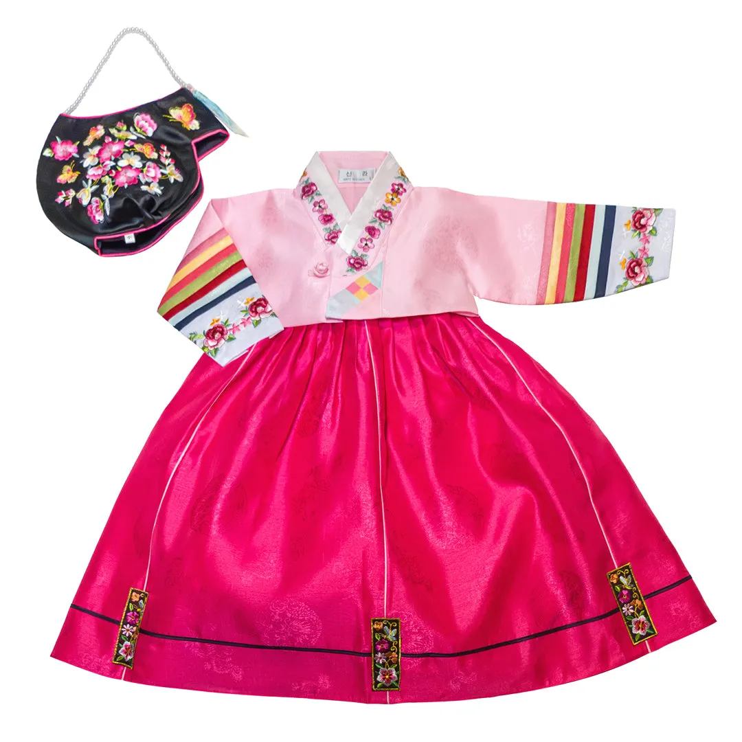 Hanbok Baby Girl 5-piece Set - Noble Girl Pink/Hot Pink