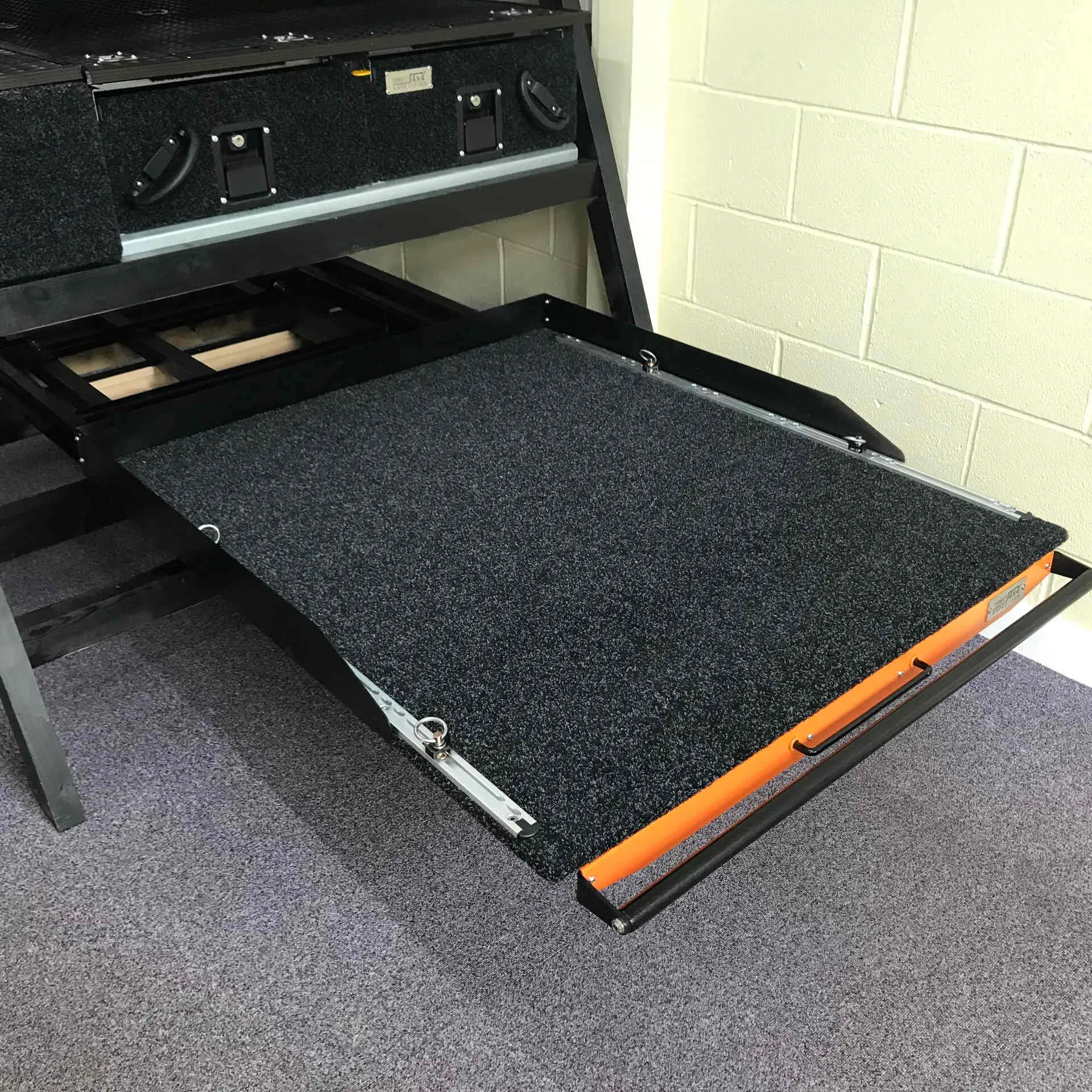 Heavy-Duty Carpet Top Slide-Out Cargo Tray for Vans & Pickups