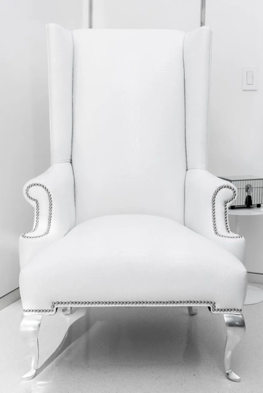 Hollywood Regency White Wingback Armchair