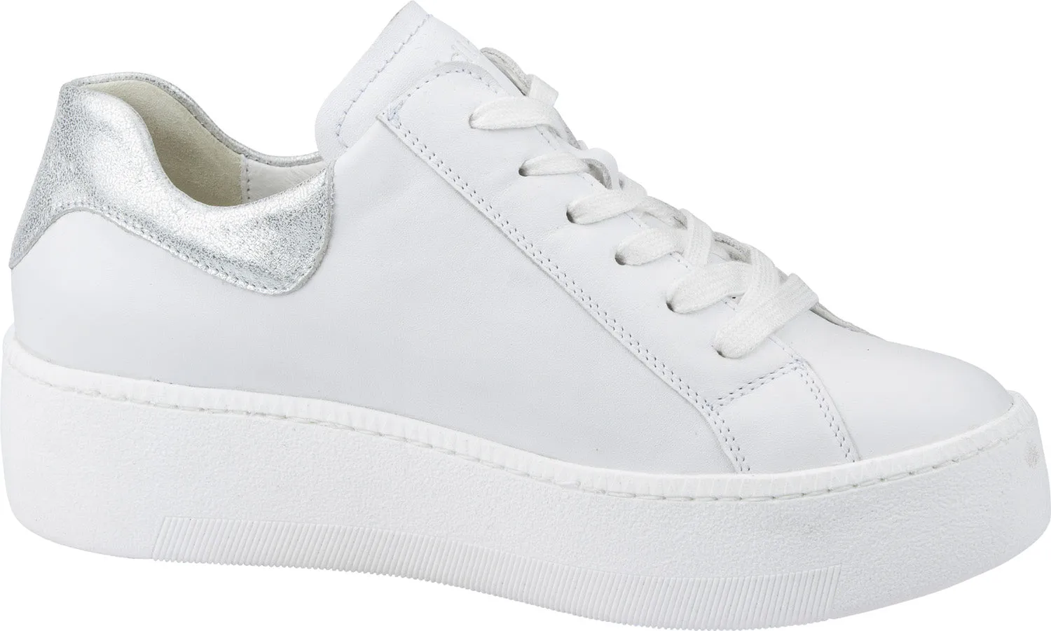 Ladies Waldlaufer Trainers White/silver Wedge Leather Zip H Nicky sale