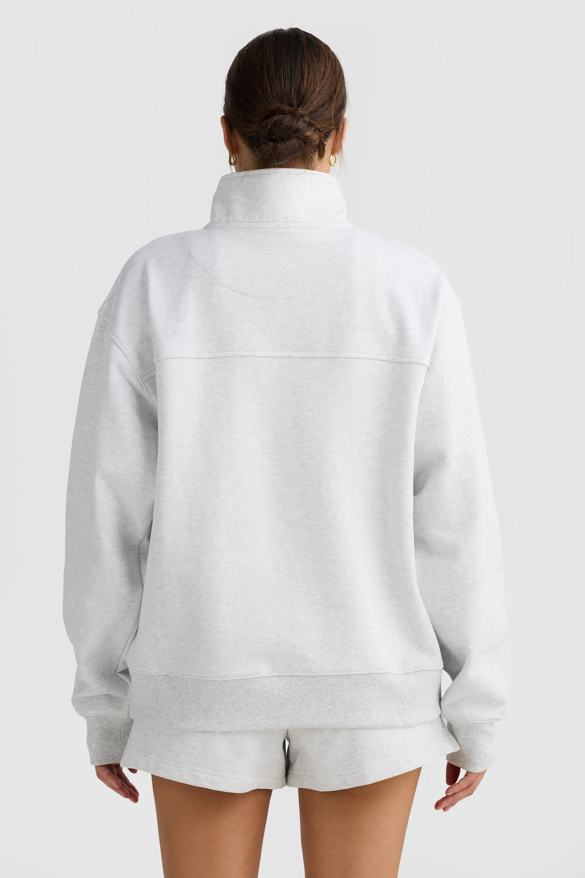 Lena Quarter Zip White Marle