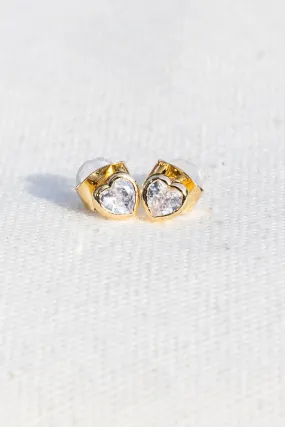 Native Gem - TEENY HEART STUD EARRING- CLEAR