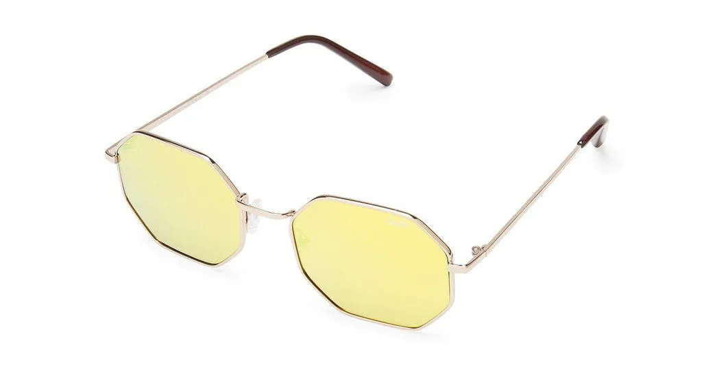 Quay On a Dime Gold Mirror Sunglasses