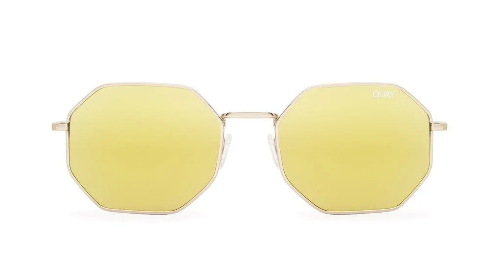 Quay On a Dime Gold Mirror Sunglasses