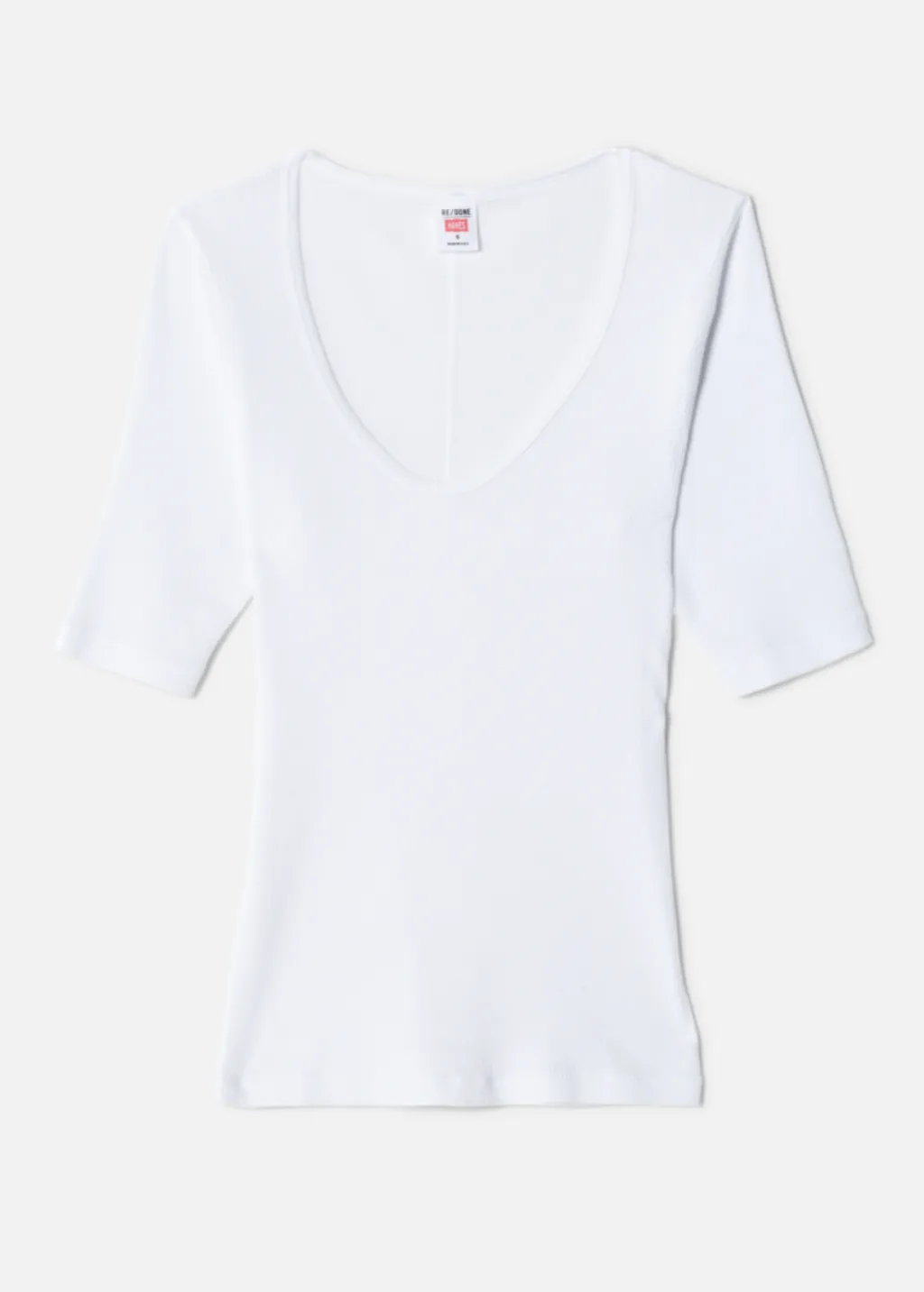 RE/DONE Ribbed Scoop Neck Tee in White