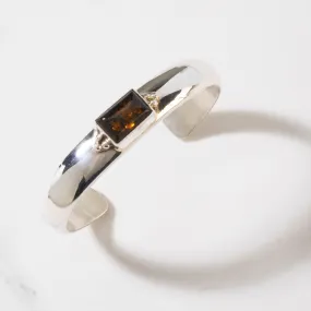 Richard Long Sr. Natural Amber Navajo USA Native American Made 925 Sterling Silver & Gold Filled Cuff