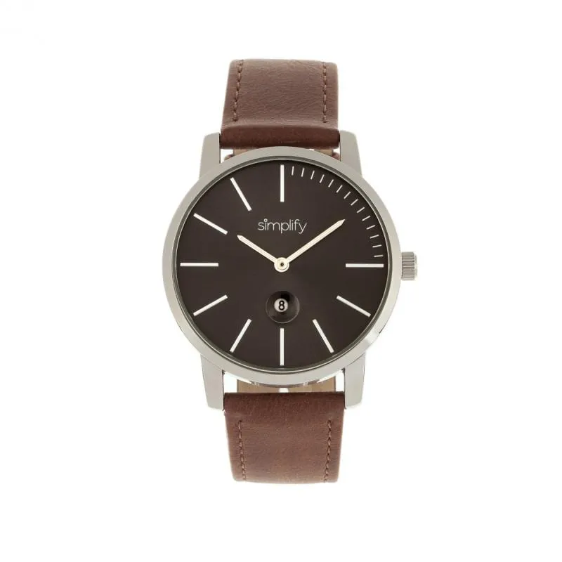 Simplify The 4700 Leather-Band Watch w/Date