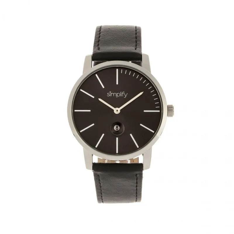 Simplify The 4700 Leather-Band Watch w/Date