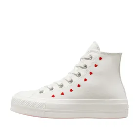 Sneakers Donna Converse Chuck Taylor All Star Lift Platform Embroidered Hearts Bianco