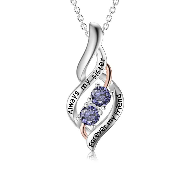 Sterling Silver Sister Necklaces Always My Sister Forever My Friend Pendant Necklace Fashion Jewelry Gifts for Women