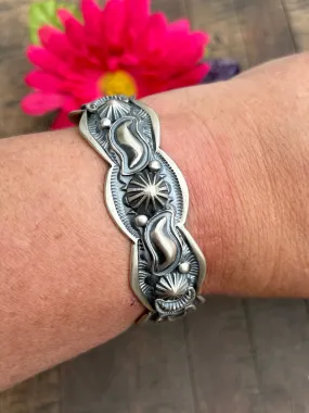 Sterling Stamped Cuff- B