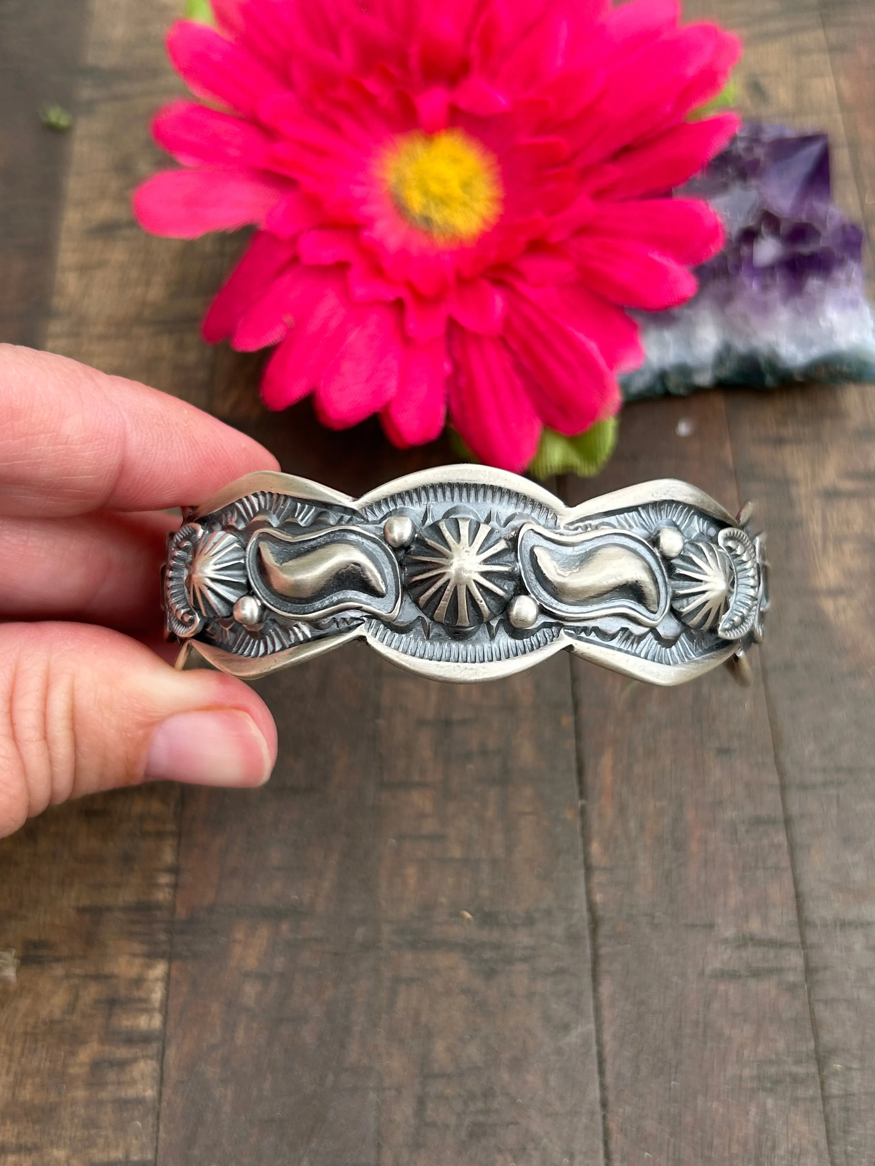 Sterling Stamped Cuff- B