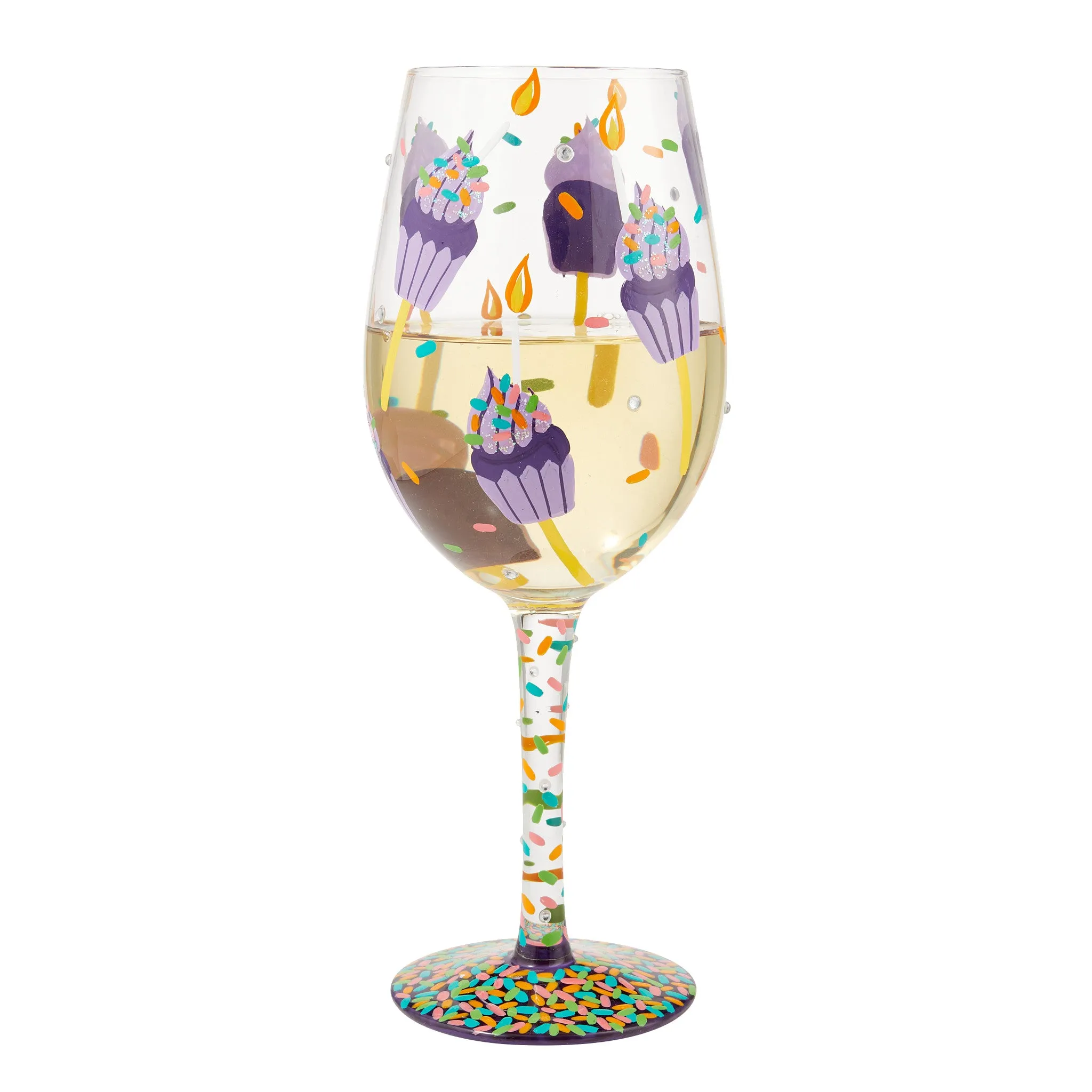 Tiny Birthday Bites Hand Painted Wine Glass