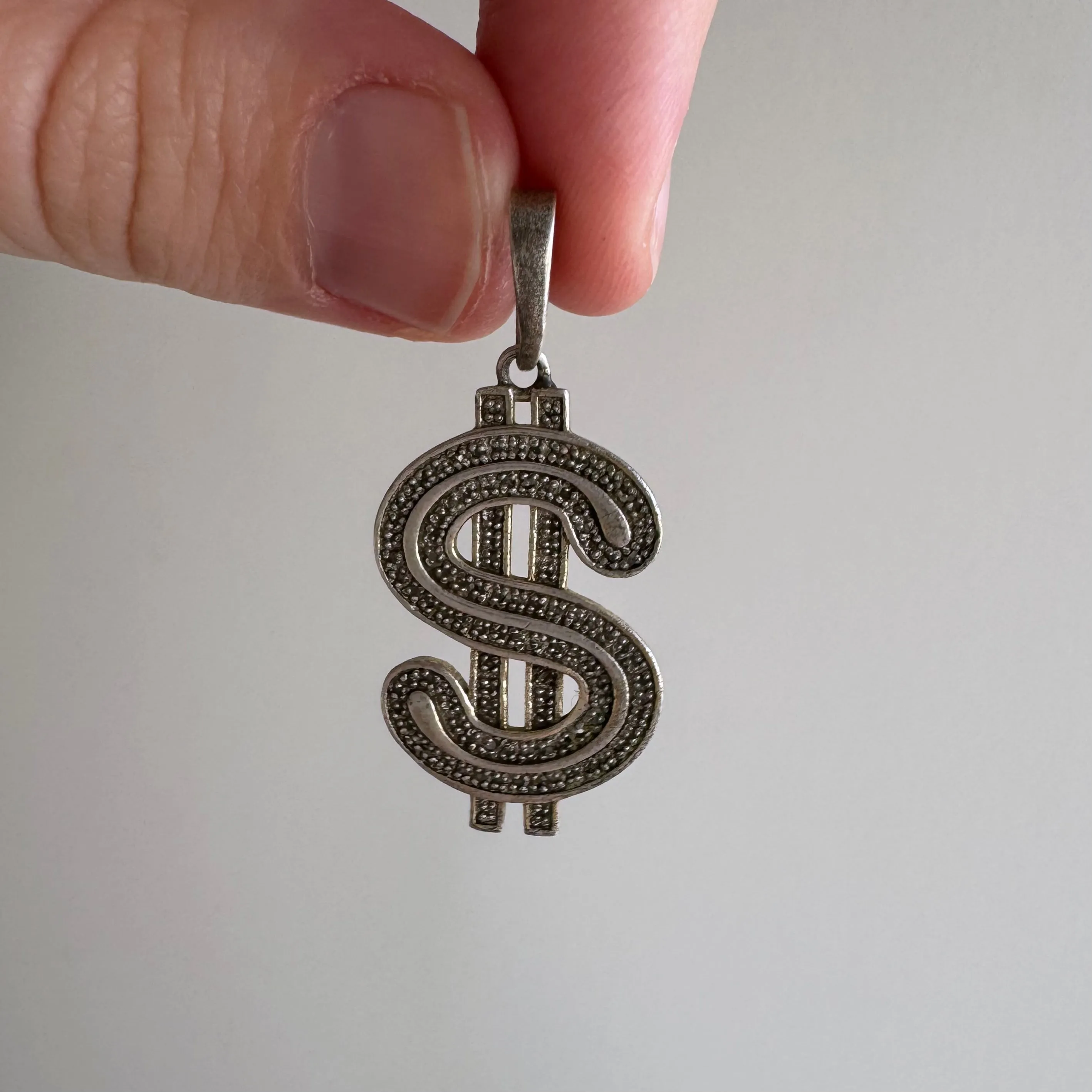 V I N T A G E // capitalistic abundance / sterling silver money sign / a pendant