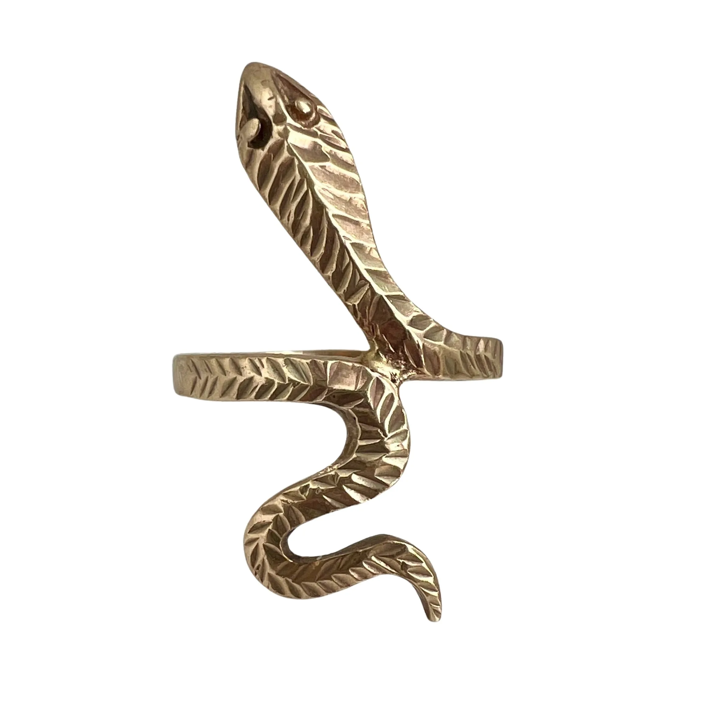 V I N T A G E // full finger slitherer / solid 10k yellow gold snake ring / size 6