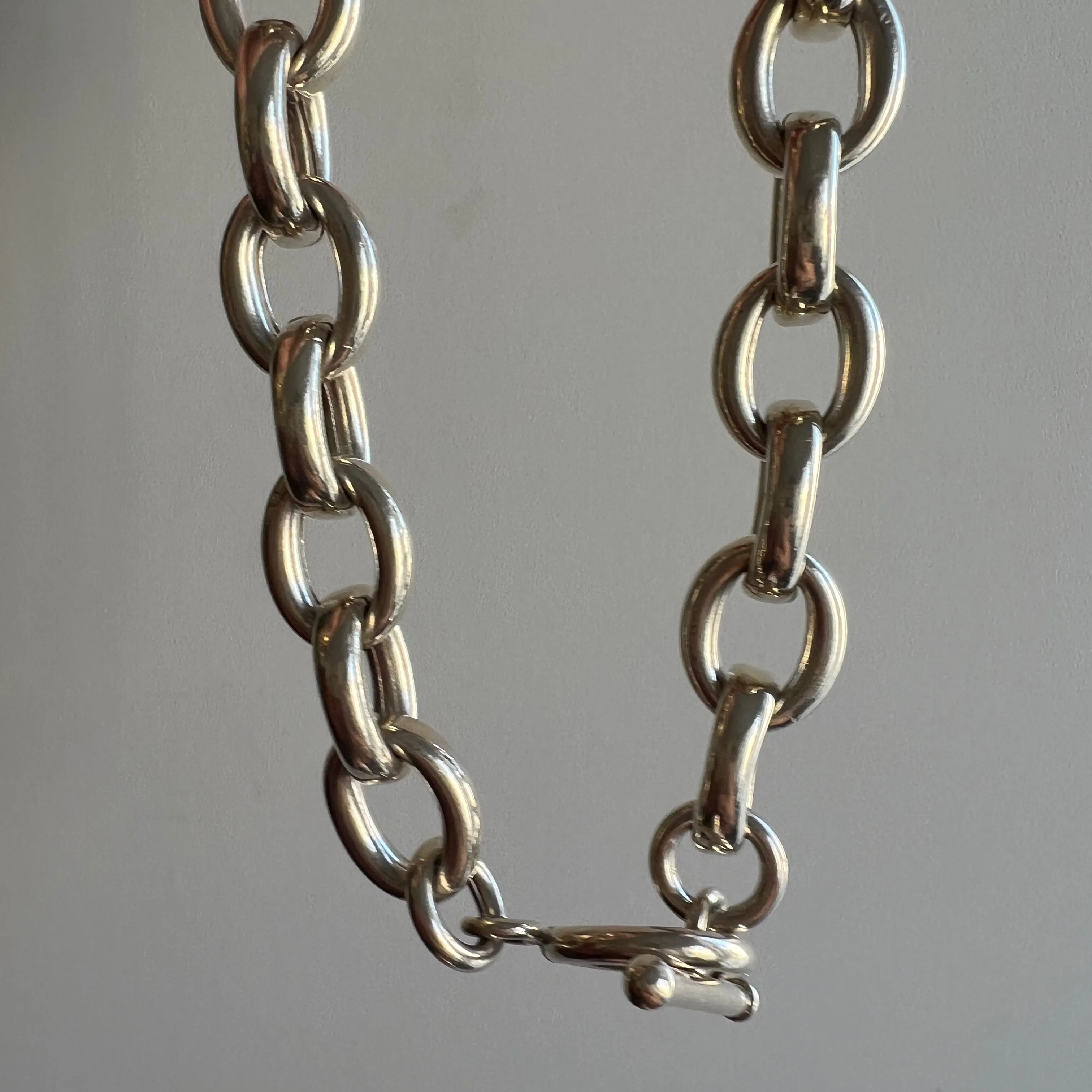 V I N T A G E // over 100g club / sterling silver chunky heavy cable toggle chain / 18.5 - 19, 103g