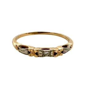 V I N T A G E // retro blossoms / solid 14k yellow and white gold floral half eternity band / size 8.5