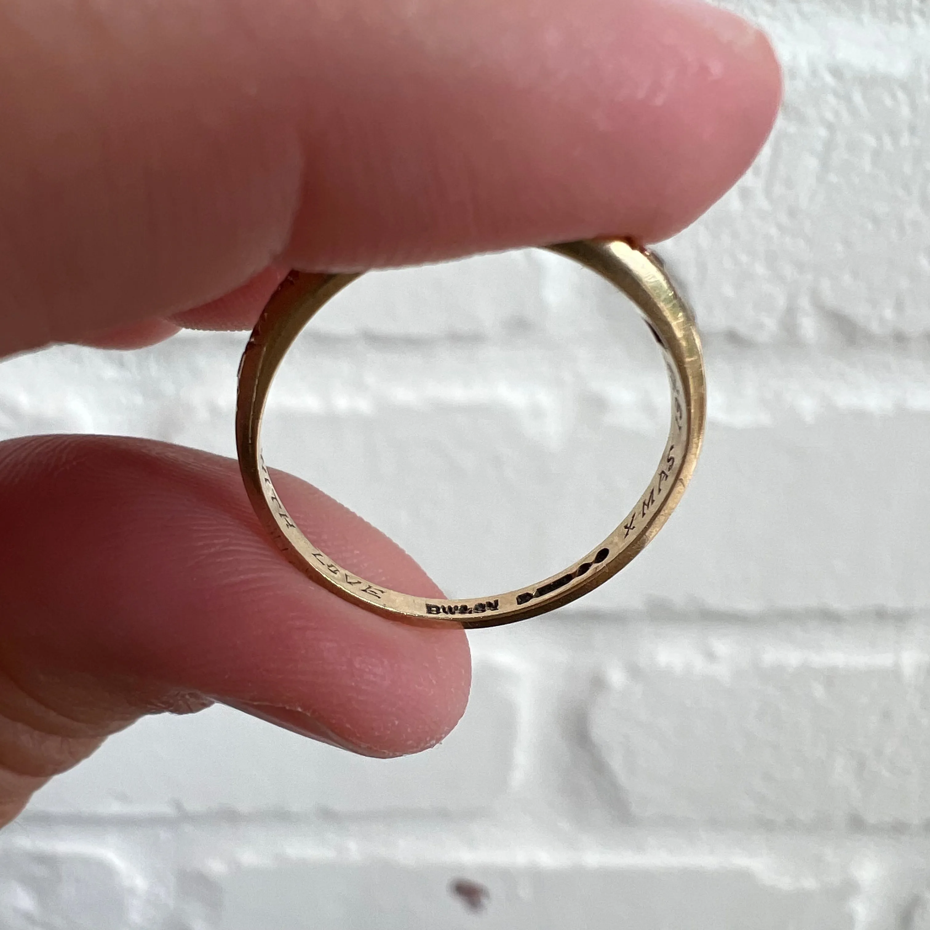 V I N T A G E // sparkle spray / solid 9k yellow gold diamond half eternity band / size 6.75