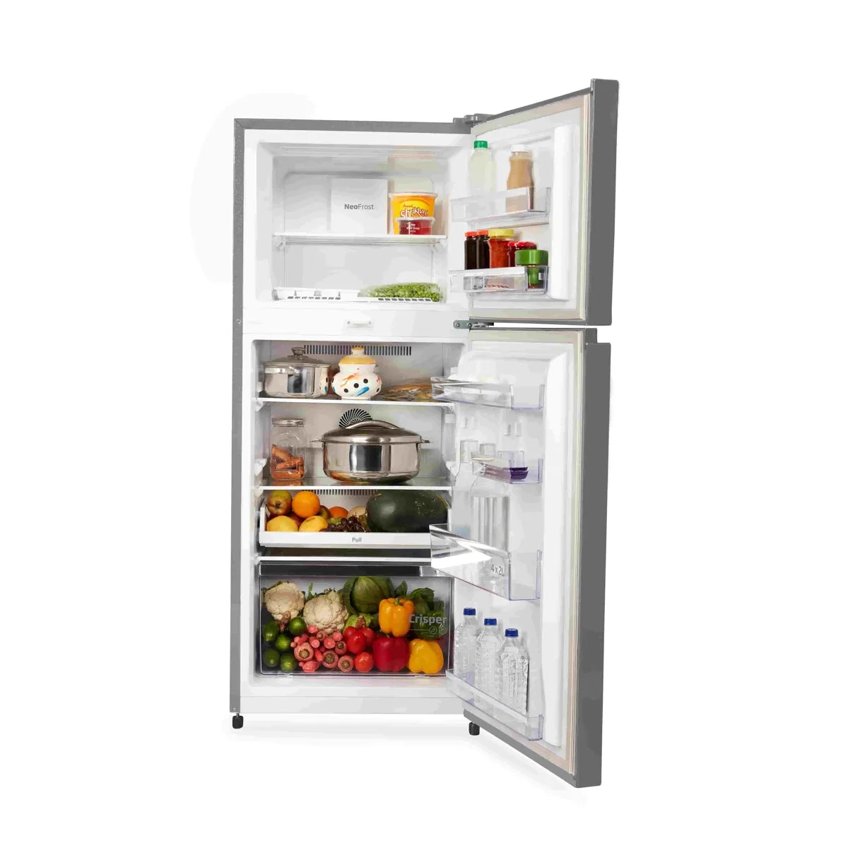 Voltas Beko 230 L, 3 Star, Double Door Frost Free Refrigerator (Brushed Silver)