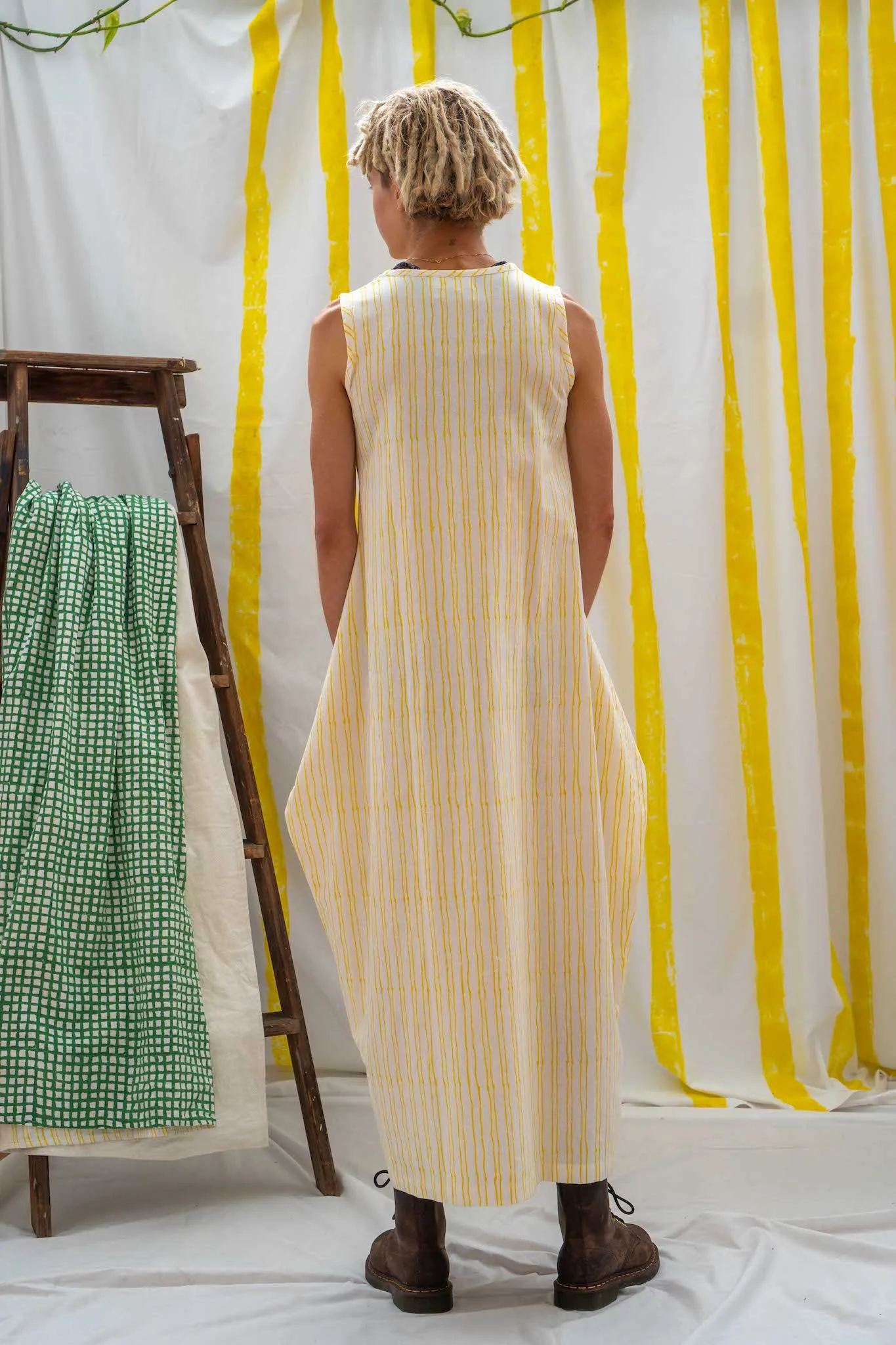 Wrap Dress - Yellow Stripe Print